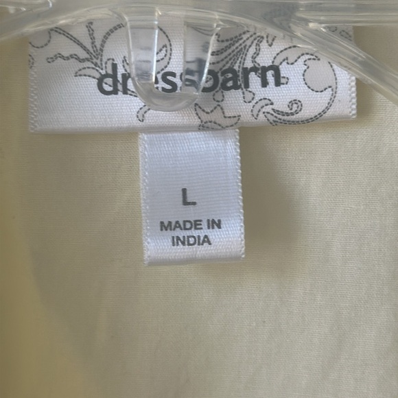 Dress Barn top light yellow eyelet front tie summer happy size Large - Picture 3 of 11